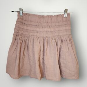 Rewash Skirt pink gauze cotton wide stretch elastic waist mini skirt size L
